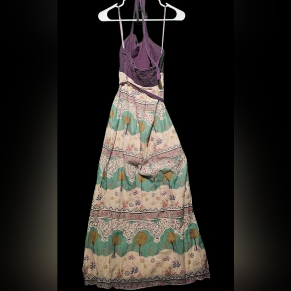 Maeve Purple and Cream Maxi Dress with Green Accents PTP 17 Size 2 EUC - Picture 4 of 5